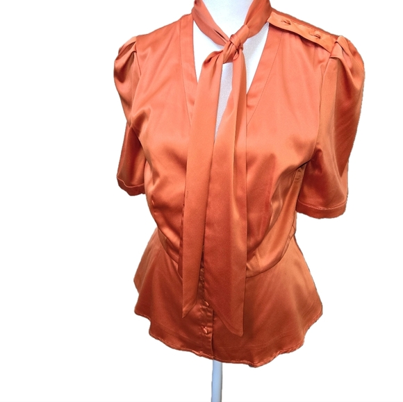 bebe Women's Button Down Shirt - Orange - Picture 1 of 9